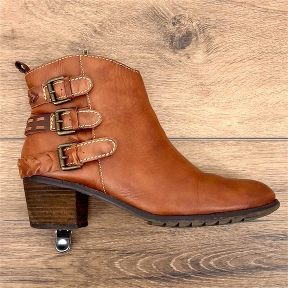 Pikolinos Andorra Women's Size 10.5 US 41 EU Brown Leather Triple Buckle Booties - Picture 5 of 8